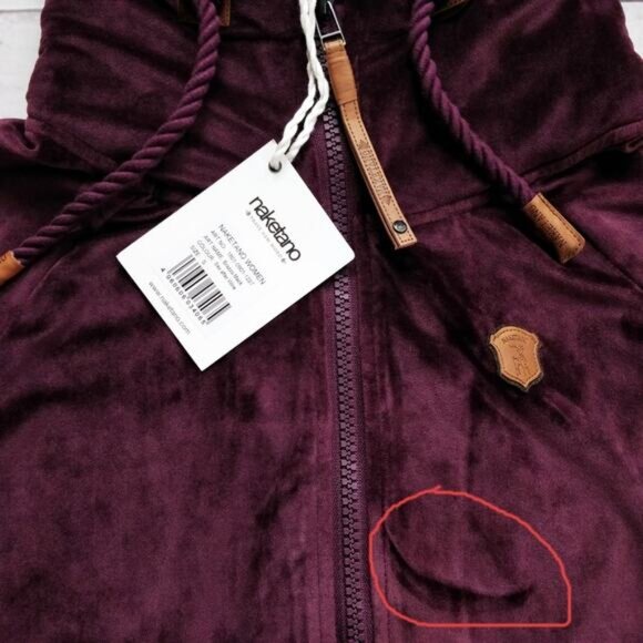 NAKETANO Brazzo Mack Velour Zip-Up Hoodie Wine Red Purple S NWT Rare - Picture 6 of 8